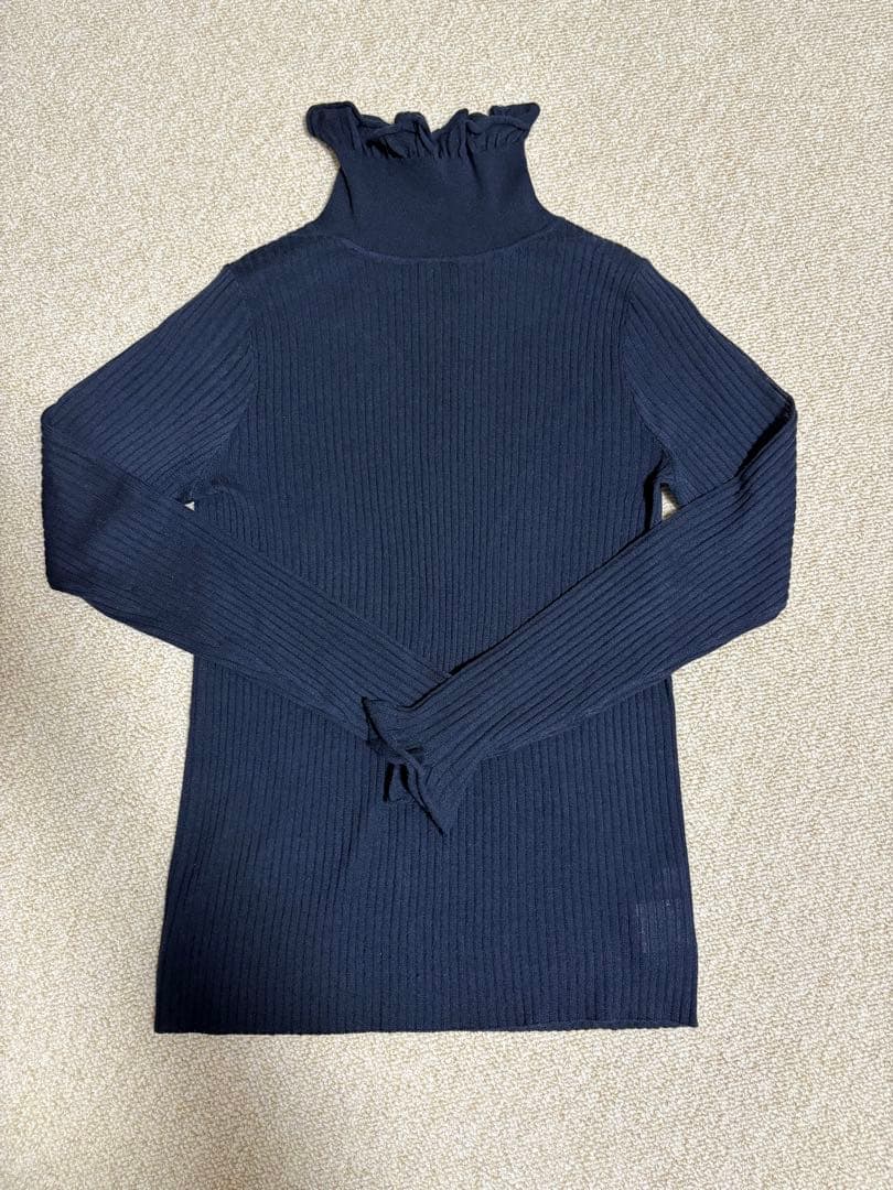cccmalie カシミヤシルク フリルタートルニット 38 ネイビー