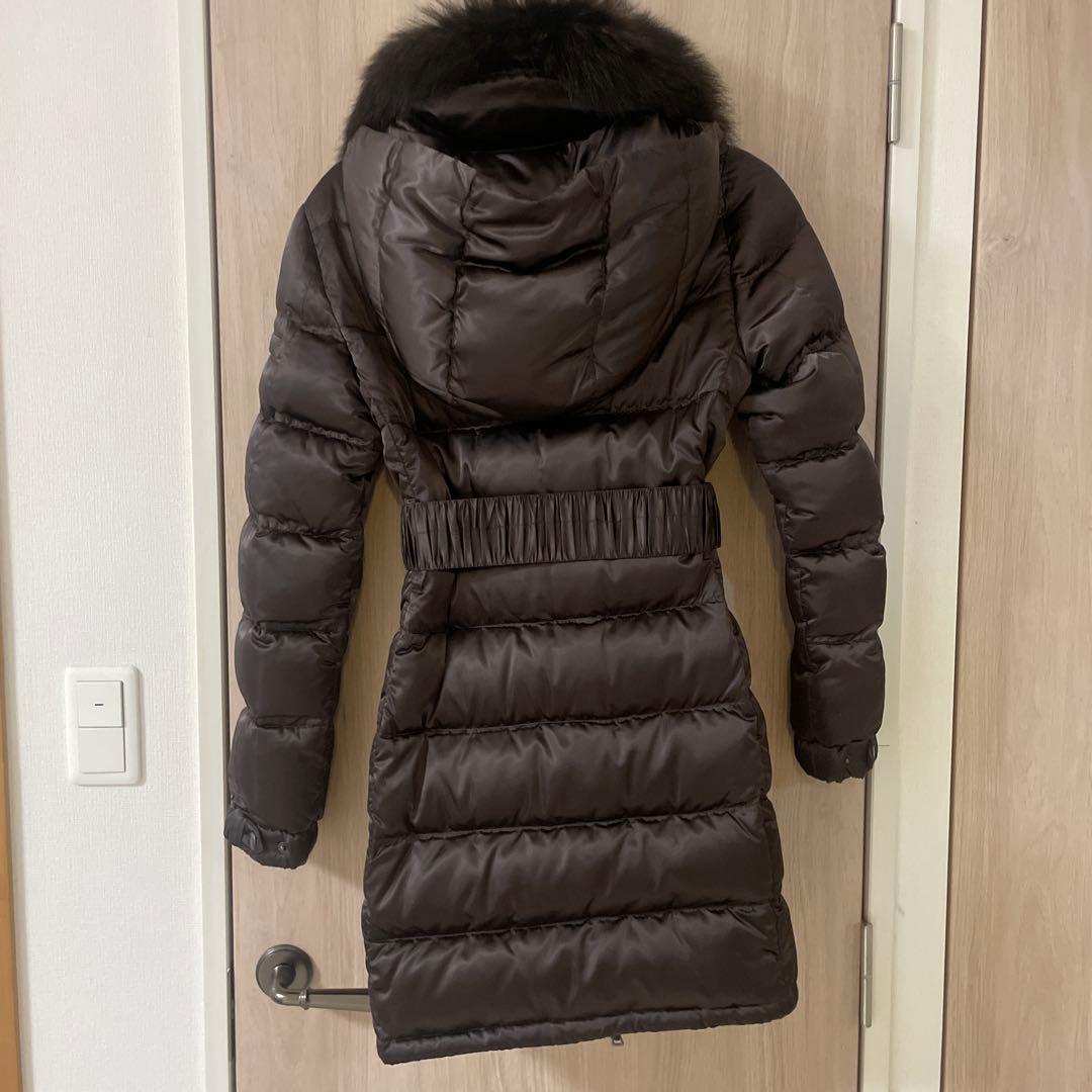 PRADA ダウンコート ロング ファー フード取外し ベルト ダーク