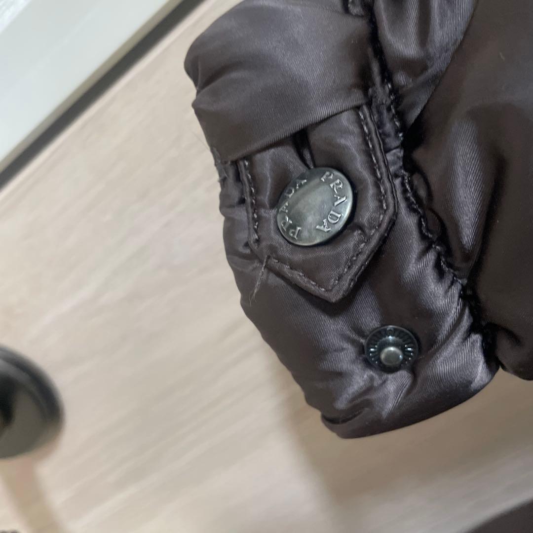 PRADA ダウンコート ロング ファー フード取外し ベルト ダーク