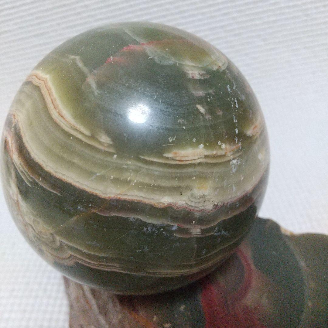 まるで惑星 4.2kg 碧玉? 赤/緑/黄の縞模様が美しい観賞石31cm