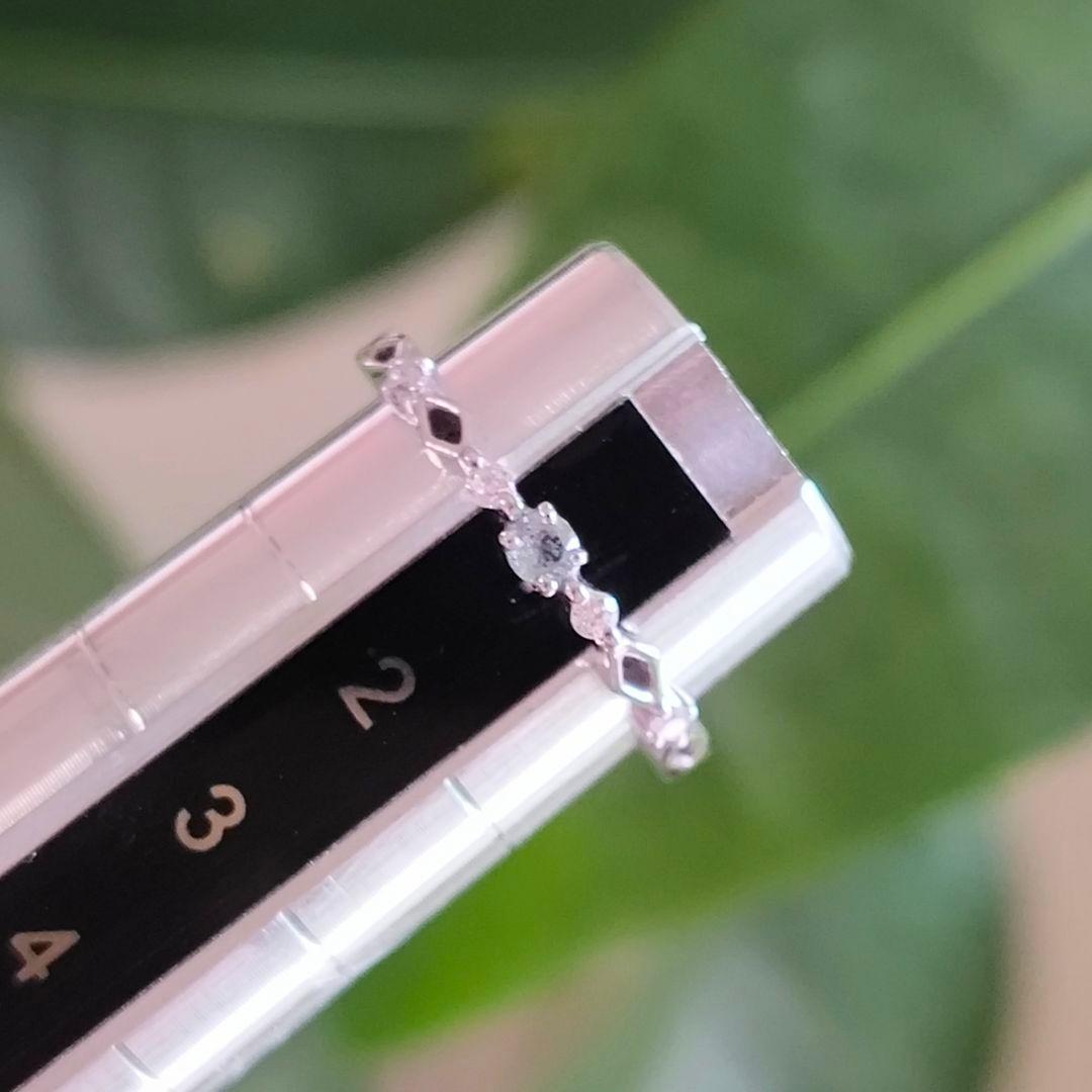 4℃ K10 WG アクアマリン ダイヤモンド 透かし ピンキー リング 1号 4