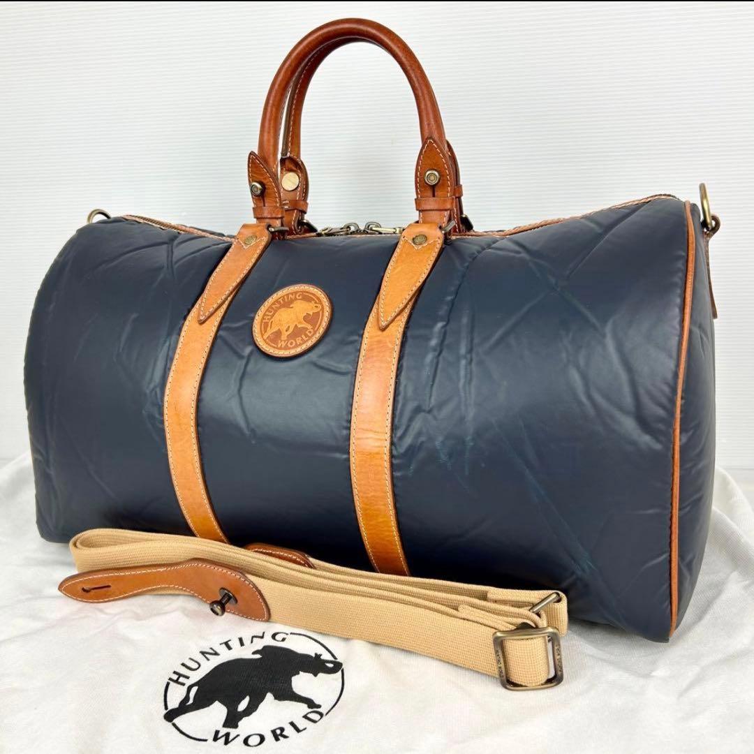 HUNTING WORLD ボストンバッグ ネイビー 2way バチュークロス - メルカリ