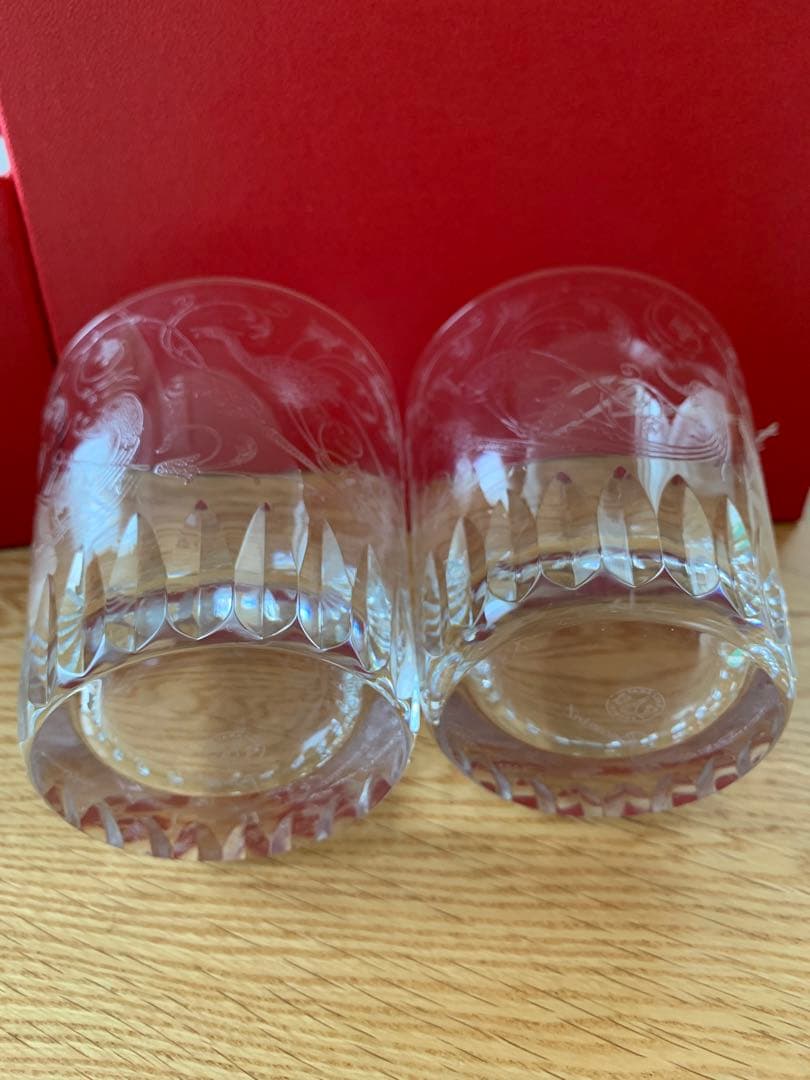 新品】バカラ パルメ ロックグラス ペアセット 箱付 孔雀柄 鳥柄