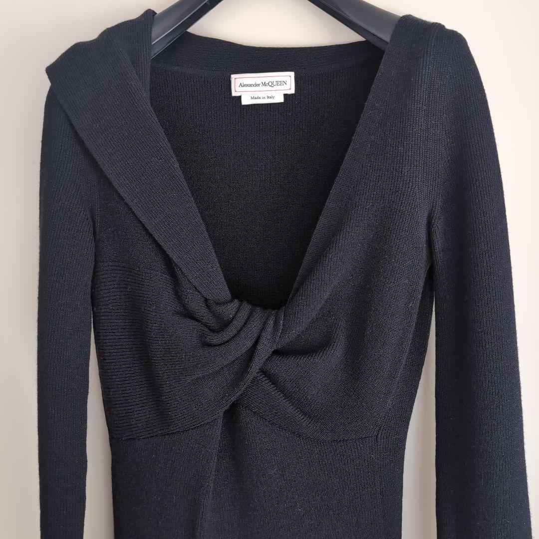 McQueenアレクサンダーマックイーンニットワンピース黒S 長袖 - メルカリ