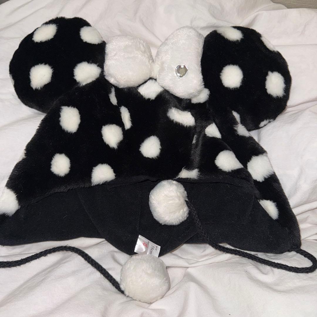 ミニーちゃん 水玉 ファンキャップ 被り物 黒 - メルカリ