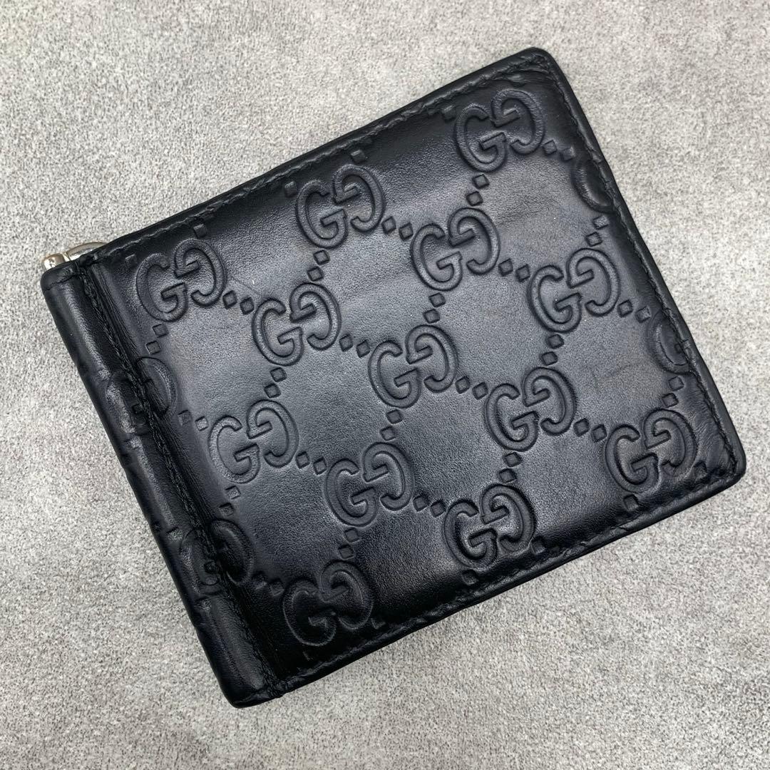 GUCCI シマ マネークリップ 札入れ 二つ折り GG柄 ブラック 楽天市場】GUCCI グッチ マネークリップ付き折り財布メンズ グッチシマ