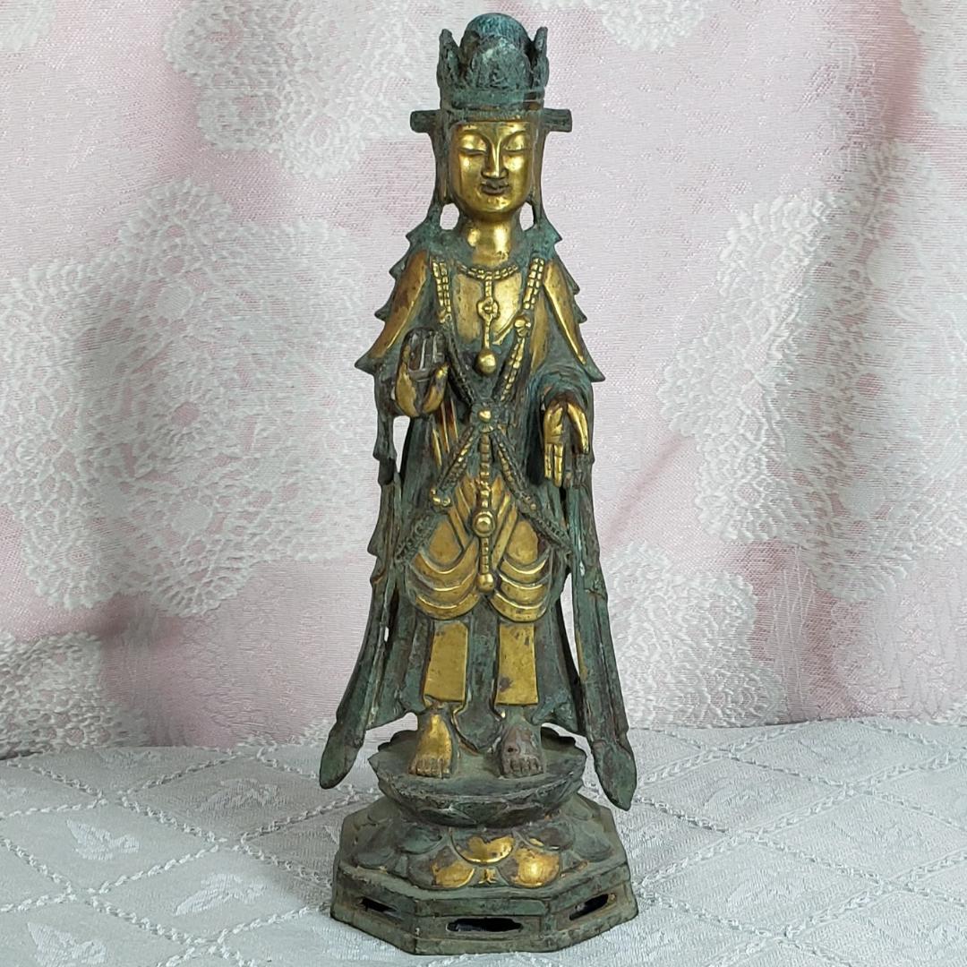 百済仏】◇百済金銅観音菩薩立像 仏像◇検）新羅仏 白鳳仏 空海 飛鳥仏