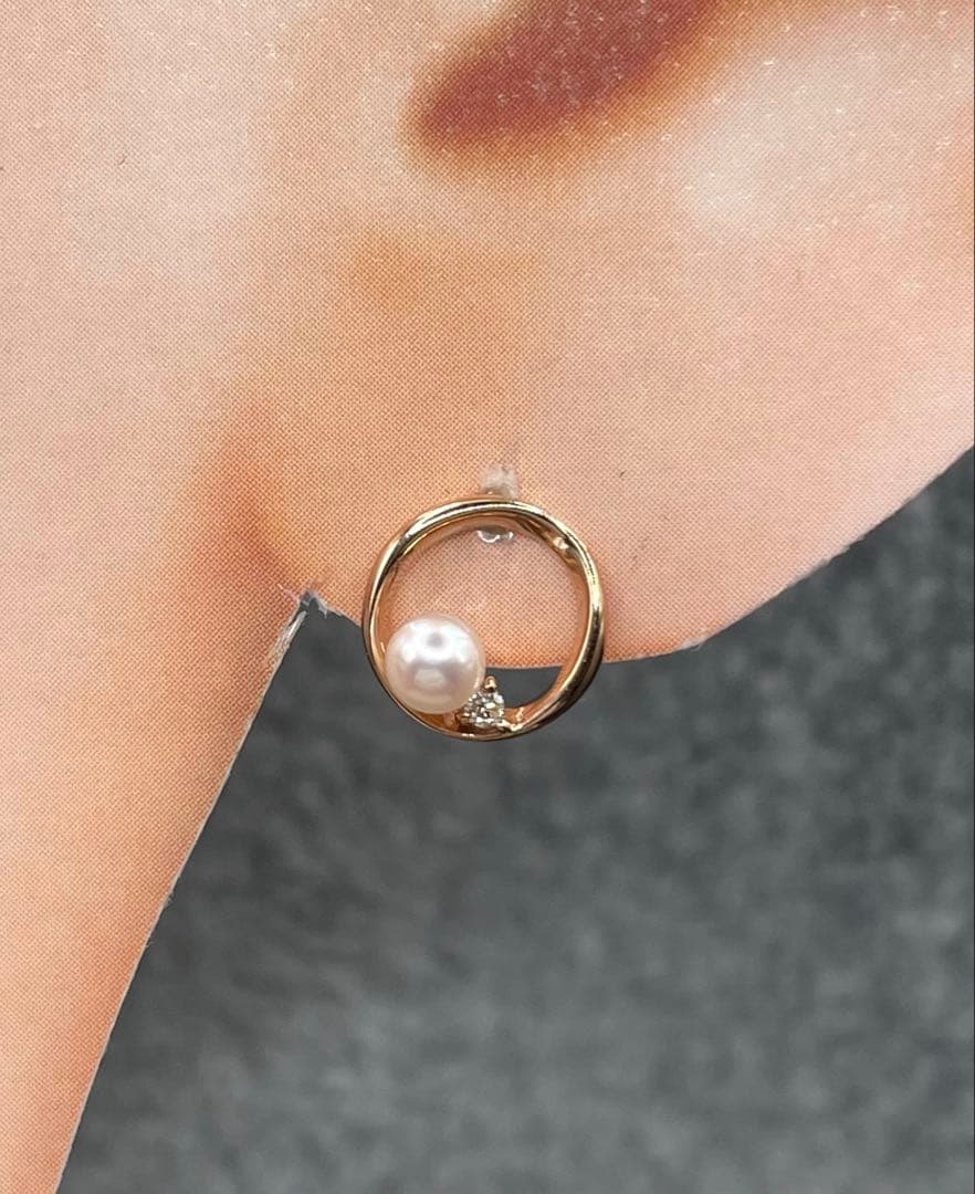 専用JA150★高級 あこや真珠3mm〜3.5mm ダイヤ K18PGピアス鑑付