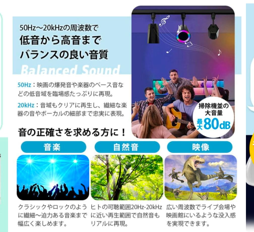 Beamtec Bluetoothダクトレールスピーカー LED付き　2個セット