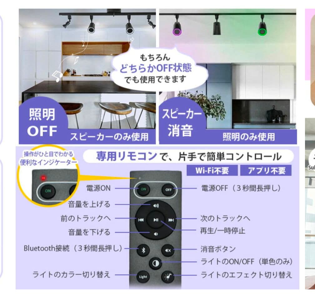 Beamtec Bluetoothダクトレールスピーカー LED付き　2個セット