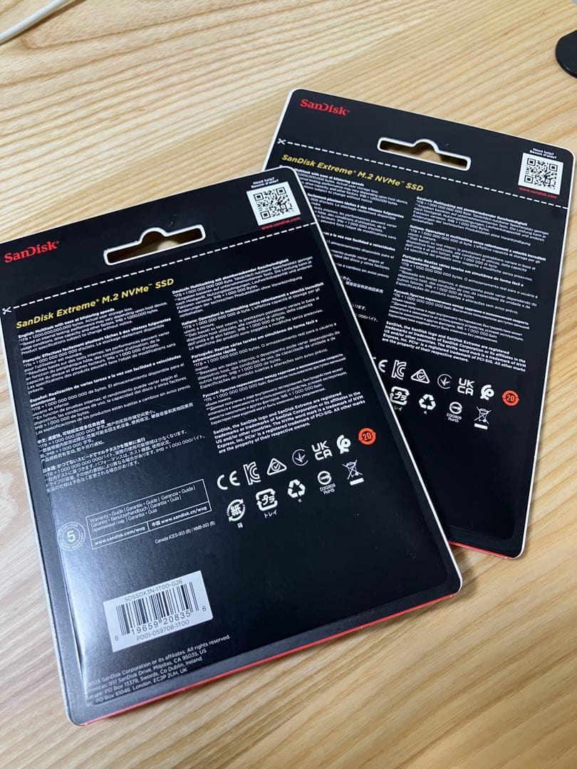 【新品•未使用】SanDisk Gen4 M.2 SSD 1TB 2個セット