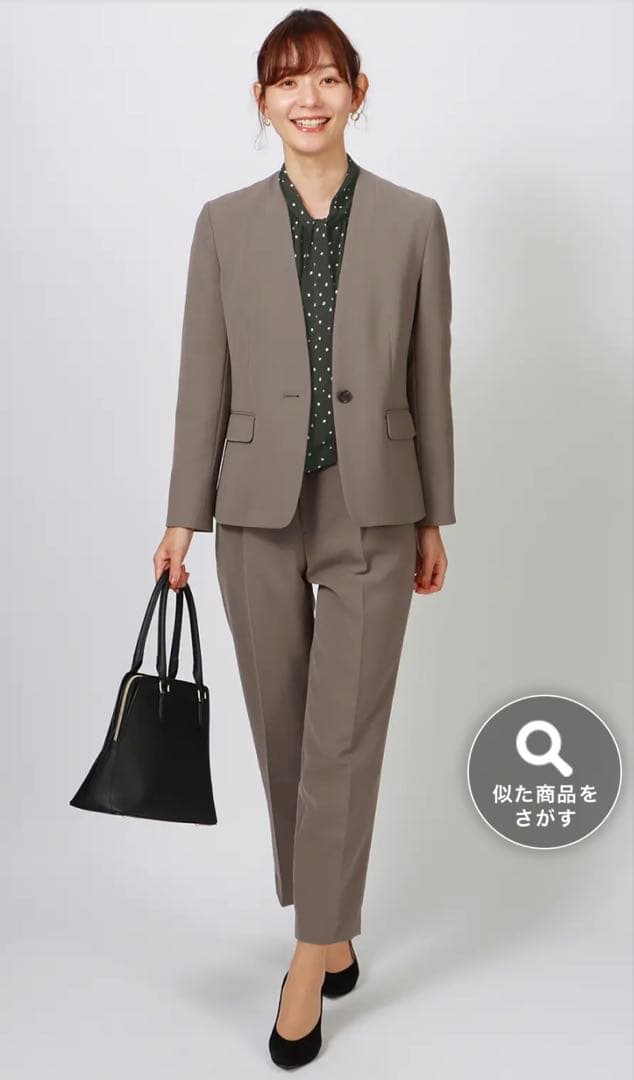 ❤️着用1回のみ❤️洋服の青山 ブラウンパンツスーツセット AOYAMA 【洋服の青山】ストレートパンツ 春夏 秋冬 ブラウン 茶色