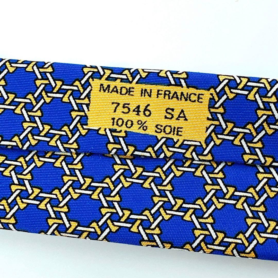 HERMES エルメス ネクタイ 幾何学模様 青 ブルー - メルカリ