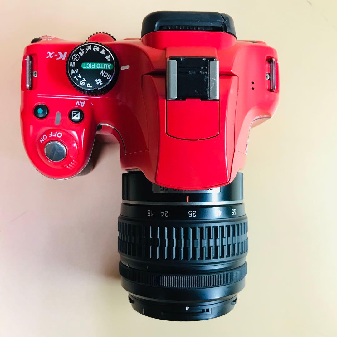 ペンタックス K-x 赤色⭐️Wi-Fi SD アダプター+単3電池4本付属