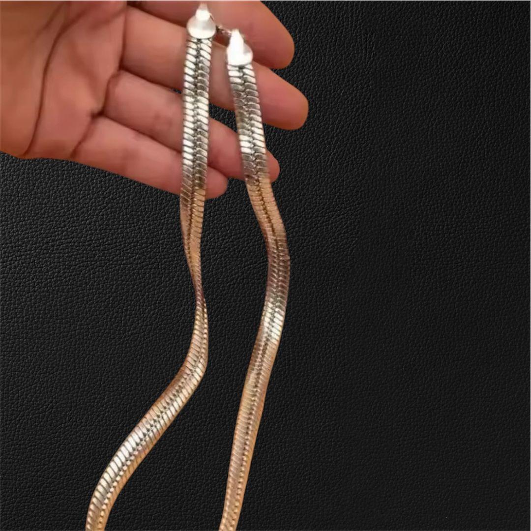 シルバー925刻印 ヴィンテージ スネーク チェーンネックレス 重厚感