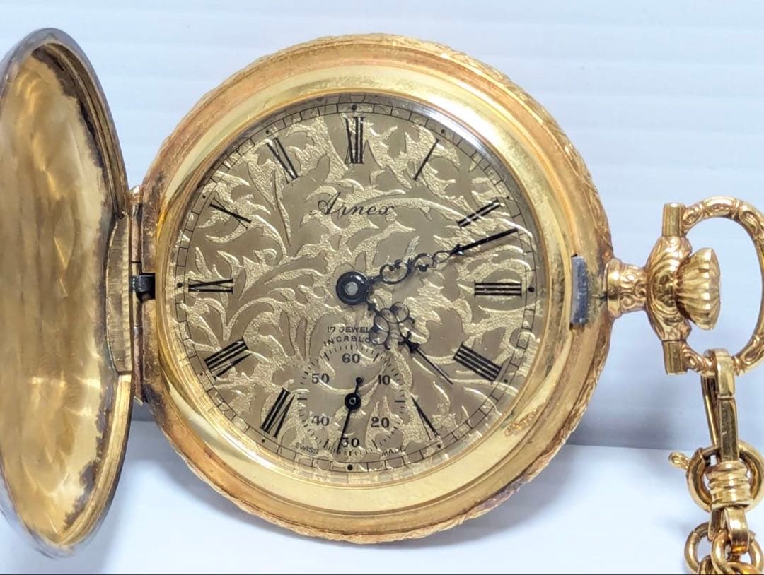 479 完動品 ARNEX 懐中時計 ゴールド スモセコ アンティーク - メルカリ