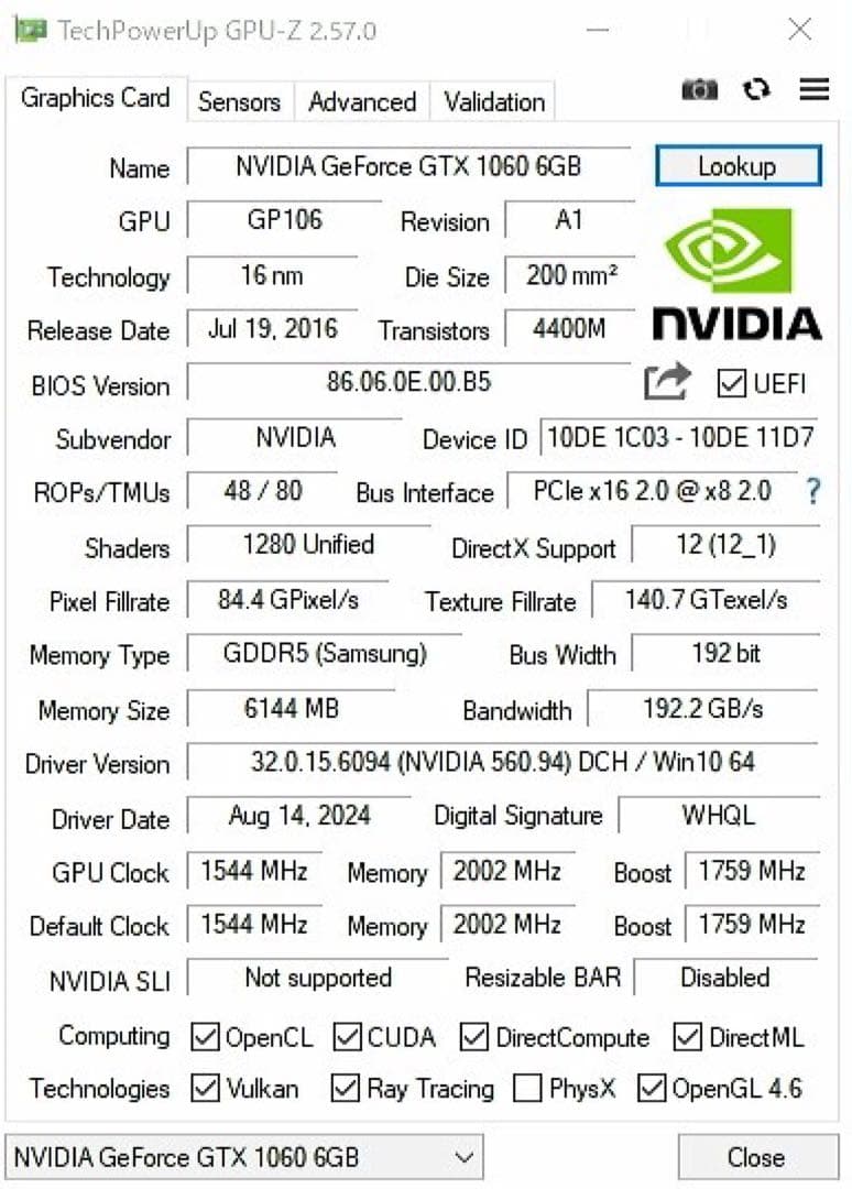 玄人志向 NVIDIA GeForce GTX1060 6GB