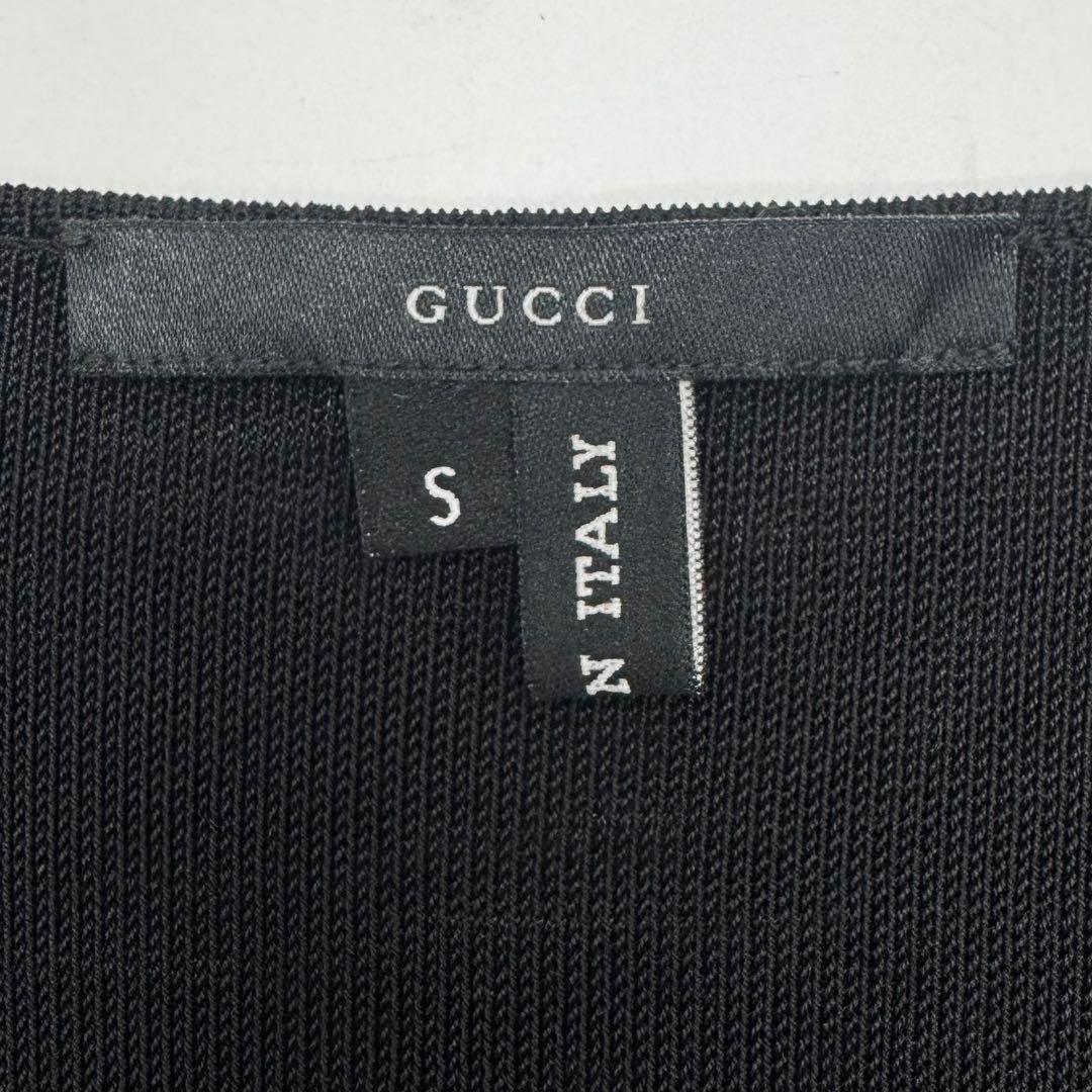 GUCCI グッチ ノースリーブ ドレープワンピース ブラック S レディース
