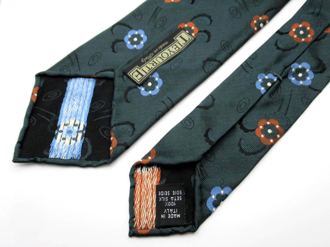 TIEYOURTIE タイユアタイ セッテピエゲ フラワー柄 グリーン ネクタイ