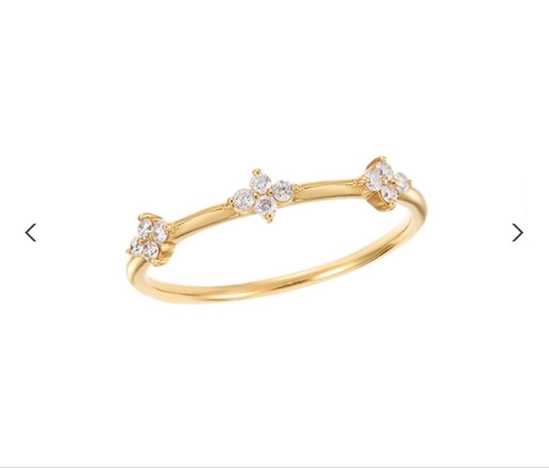 大人気】ジュエリーツツミ k18 フラワー ダイヤモンド リング サイズ9