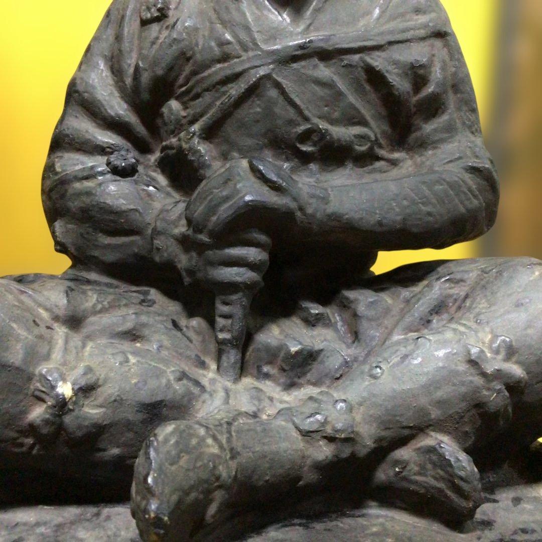 彫刻座像 楠木正成 作家物 武将 武士 武者 置物 希少