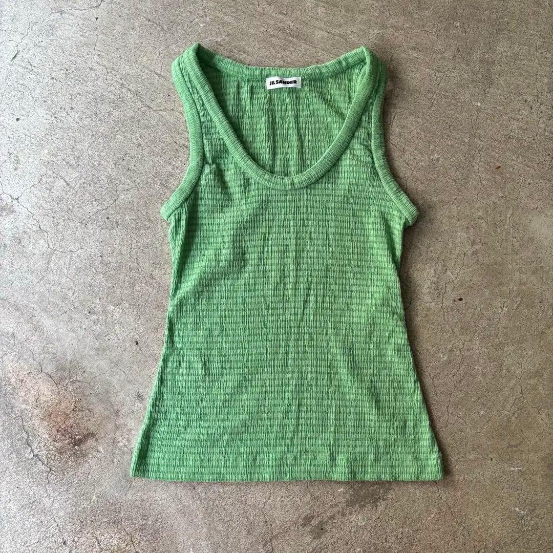 JIL SANDER グリーン Vネック タンクトップ　38 ギルト: ウィメンズ | JIL SANDER | タンクトップTANK TOP