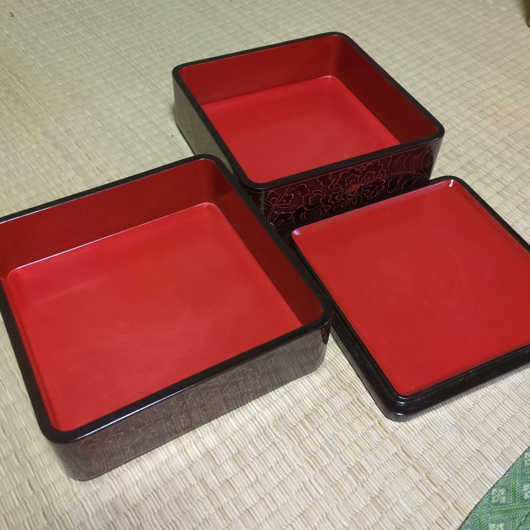 高級輪島塗 重箱 美品 箱や包装紙はシミ有り