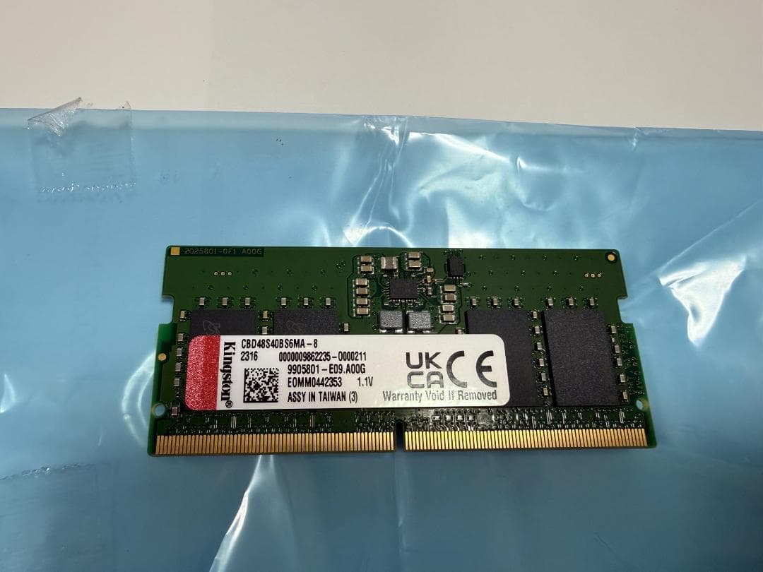 Kingstonメモリー 16GB DDR5-4800 (ノートパソコン用)