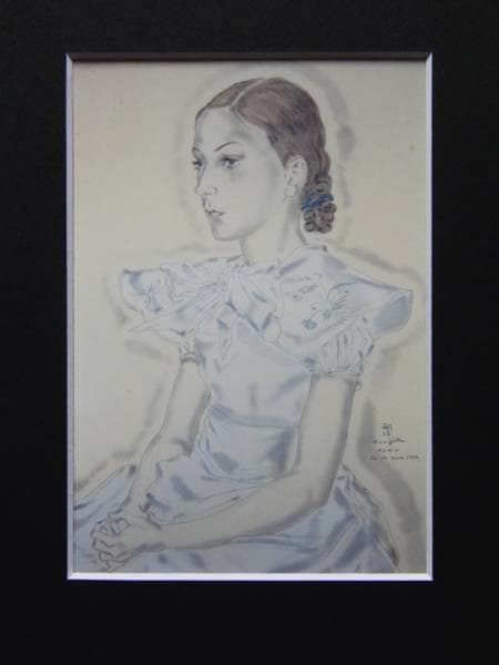 藤田嗣治、【Portrait de jeune fille】藤田嗣治、「Jeune Femme a la