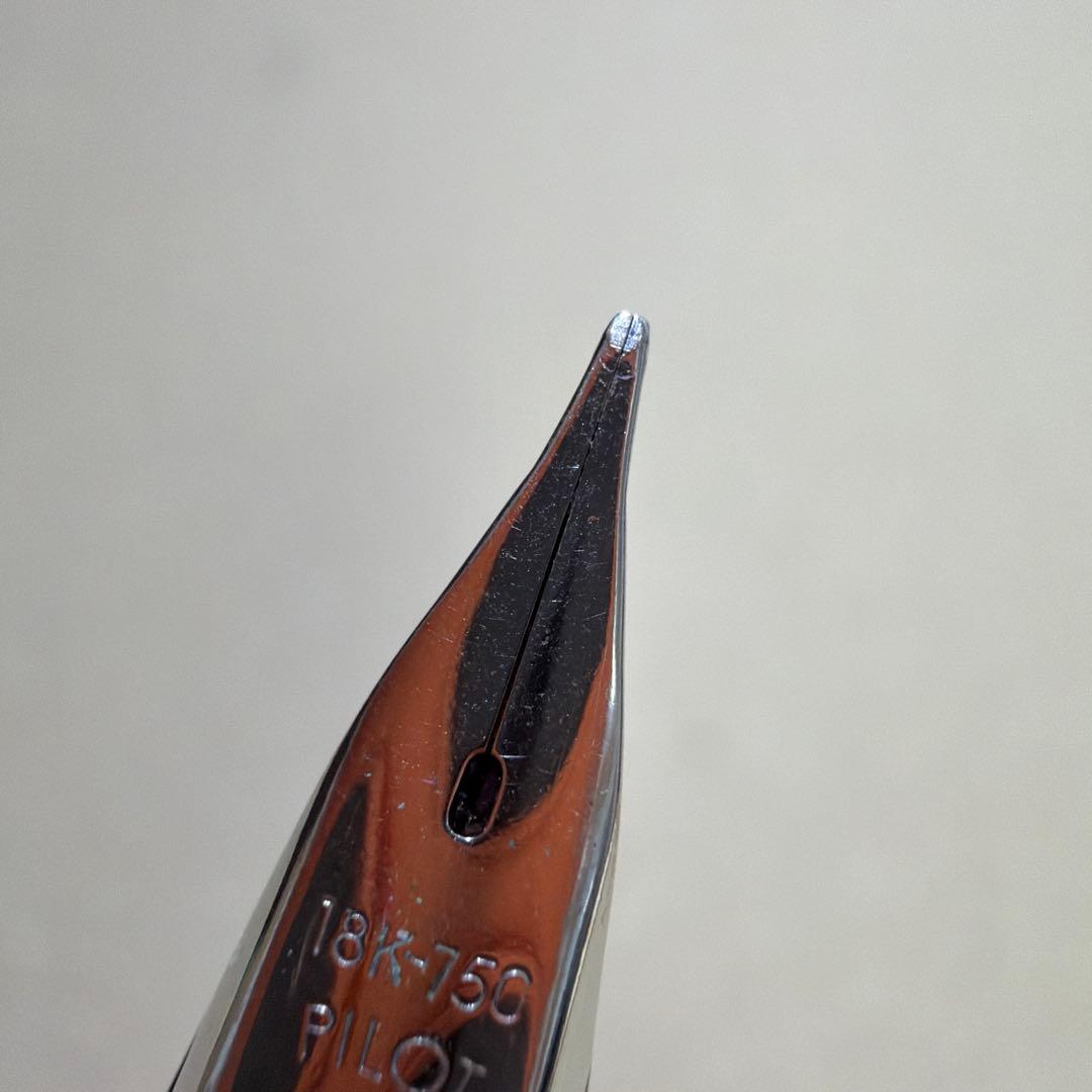 廃盤 パイロット Elite エリート 格子 万年筆 18K 750 M 蝕刻 Pilot