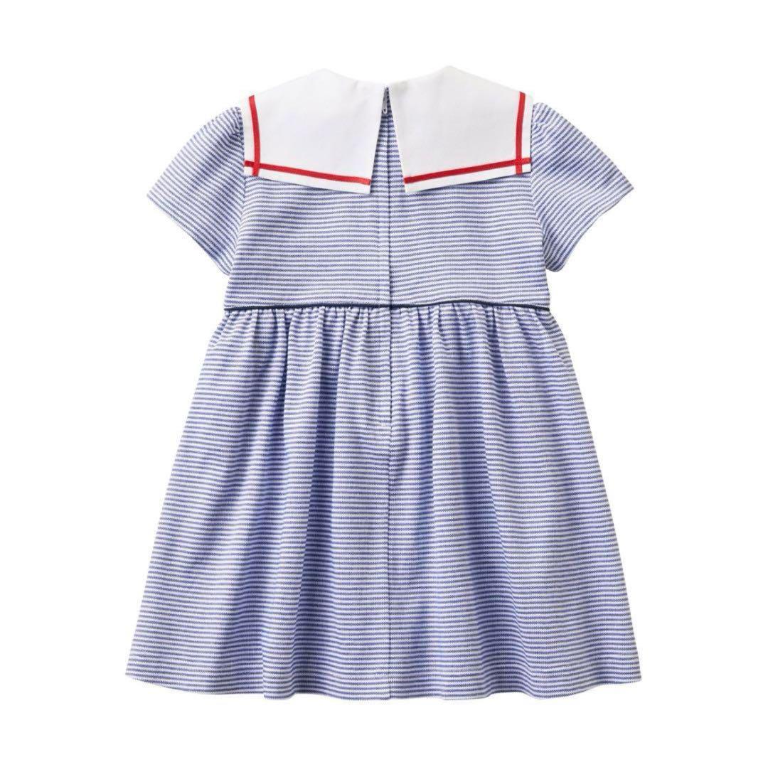 美品 familiar ファミリア 半袖マリンワンピース ブルー ボーダー110