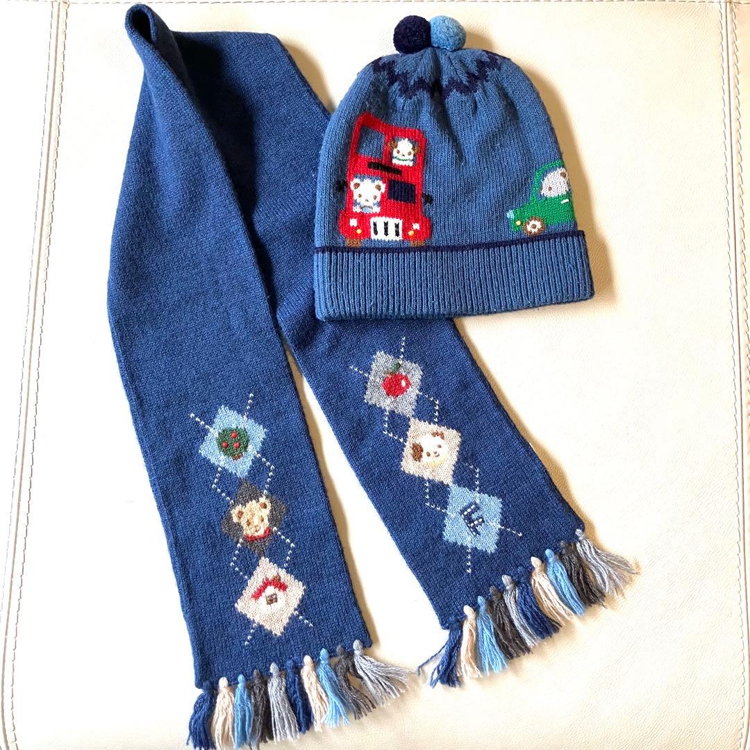 美品】ファミリア ニット帽 と マフラー セット - メルカリ