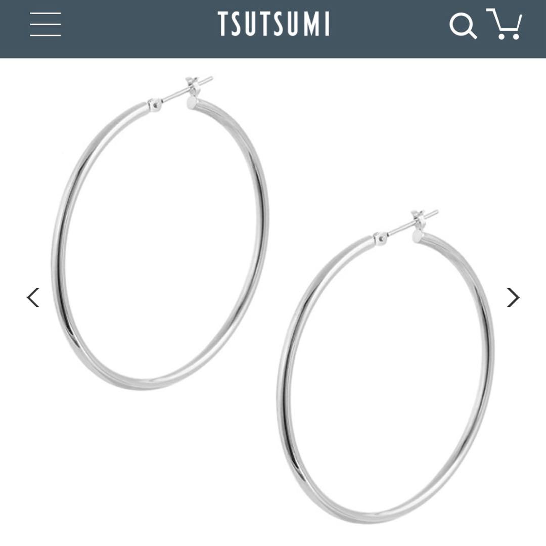 TSUTSUMI K10WGホワイトゴールド フープピアス 刻印あり - メルカリ