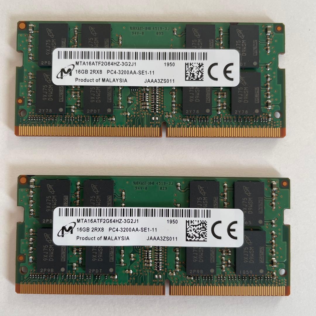 Micron 16GB 3200MHz SODIMM DDR4 メモリモジュール