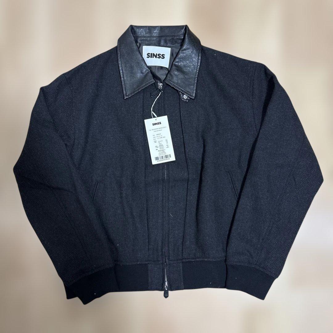 未使用品 SINSS Tweed short blouson 襟レザー - メルカリ