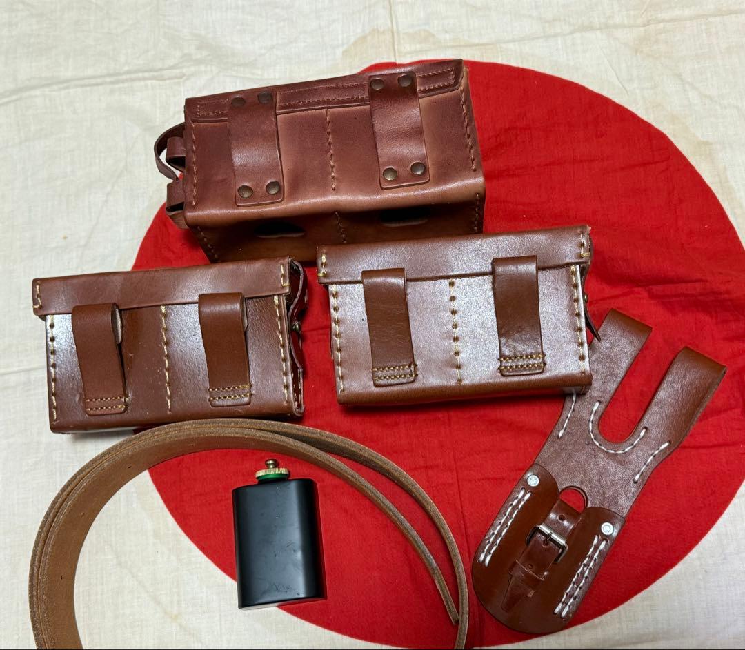 オイル缶付 日本軍弾薬盒,剣刺,帯革☆兵士個人装備セット（B級品、複製
