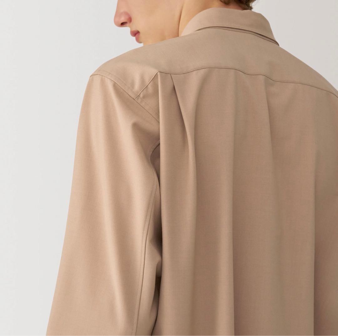 MUJI Labo 紳士 ウール混レギュラーカラーシャツ L 無印良品ベージュ