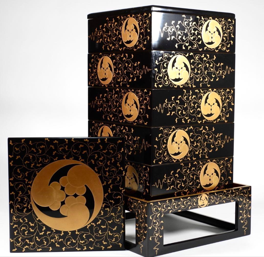 茶道具 輪島塗 上等黒内梨地金蒔絵 五段重 重箱 2026年最新】輪島塗 五段重の人気アイテム - メルカリ