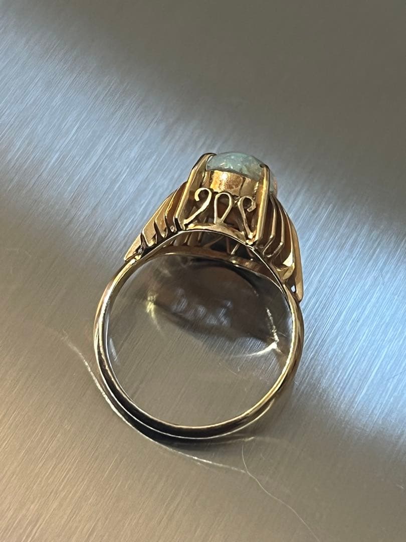 K18オパールリング フラワーデザイン アンティーク 18金 8-9号 指輪