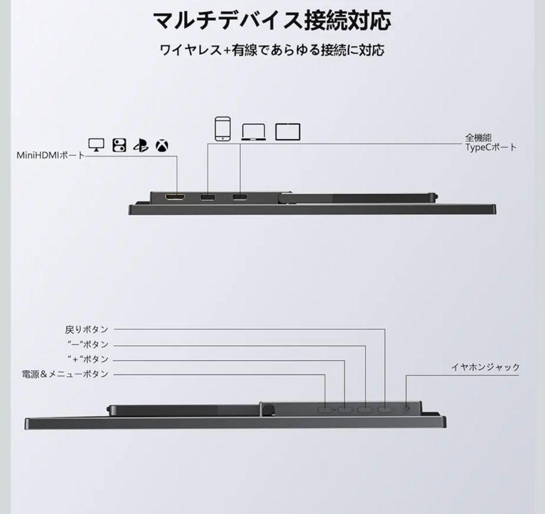 15.6インチ ワイヤレスモバイルモニター /バッテリー内蔵／サブディスプレイ