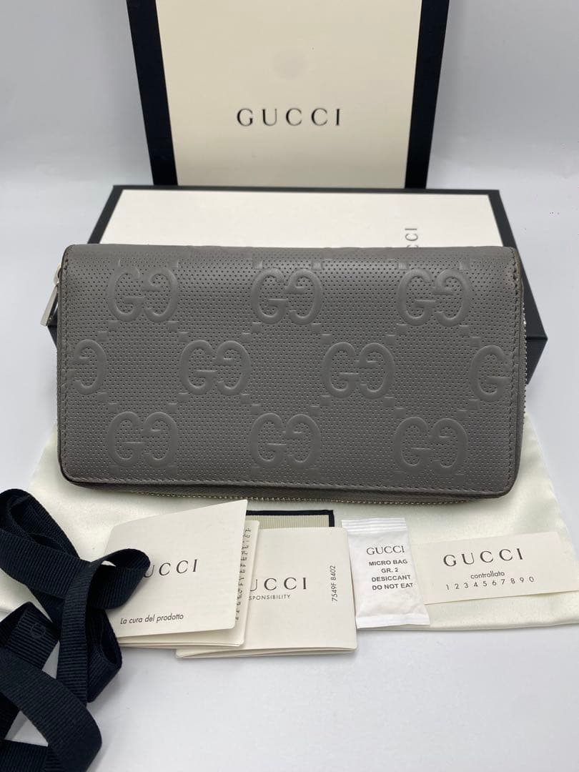 極美品】GUCCI GG柄 スプリーム オーガナイザー 長財布 グレー - メルカリ