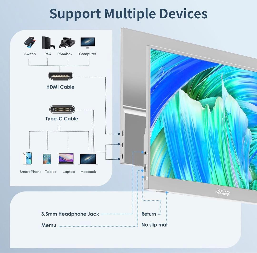最新版★15.6インチ　ポータブルモニター　超薄型　軽量　保護カバー　スピーカー
