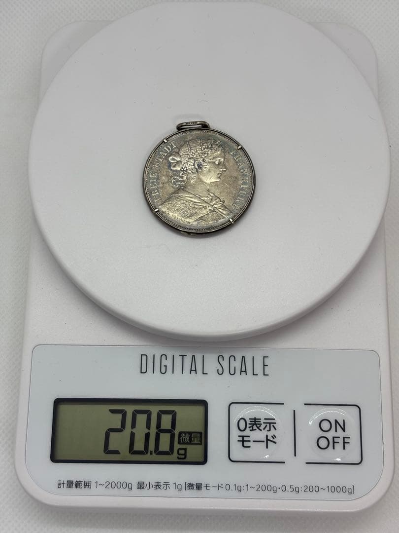 1860年ドイツフランクフルトフランコニア女神像1ターラー銀貨 加工品 P