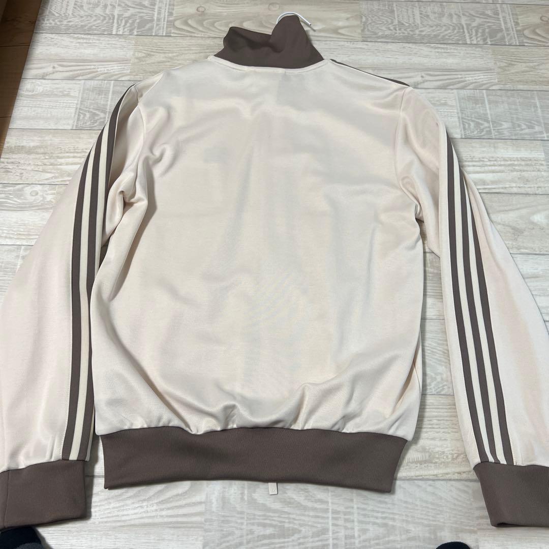 adidas ジップアップジャケット ホワイト/ブラウン - メルカリ