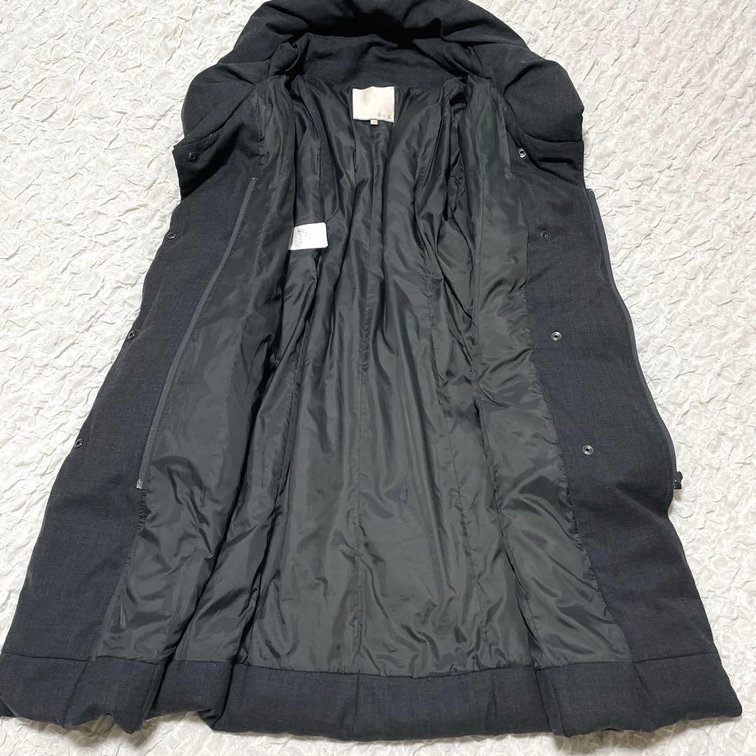 自由区 ウールツイルショールカラー ロングダウンコート 38 M 女優襟