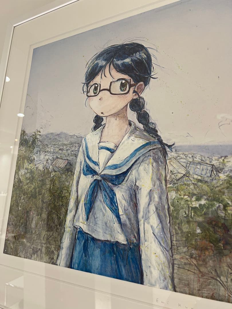 くらやえみ】海の見えるまち サイン入り版画【カイカイキキ】 - メルカリ