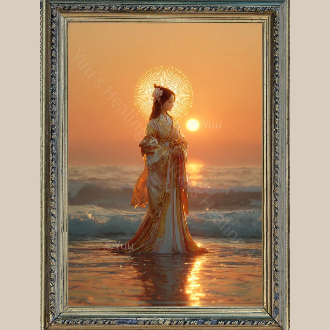 A4光に包まれる神聖アート ☆ 天照大神 No.101 ☆ 開運ヒーリング