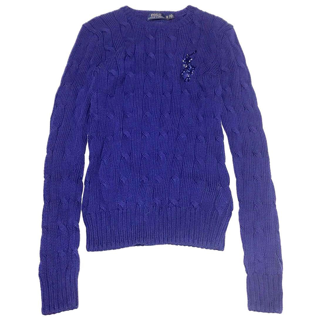 美品＊ポロラルフローレン ビーデッドポニー ケーブルニットセーター