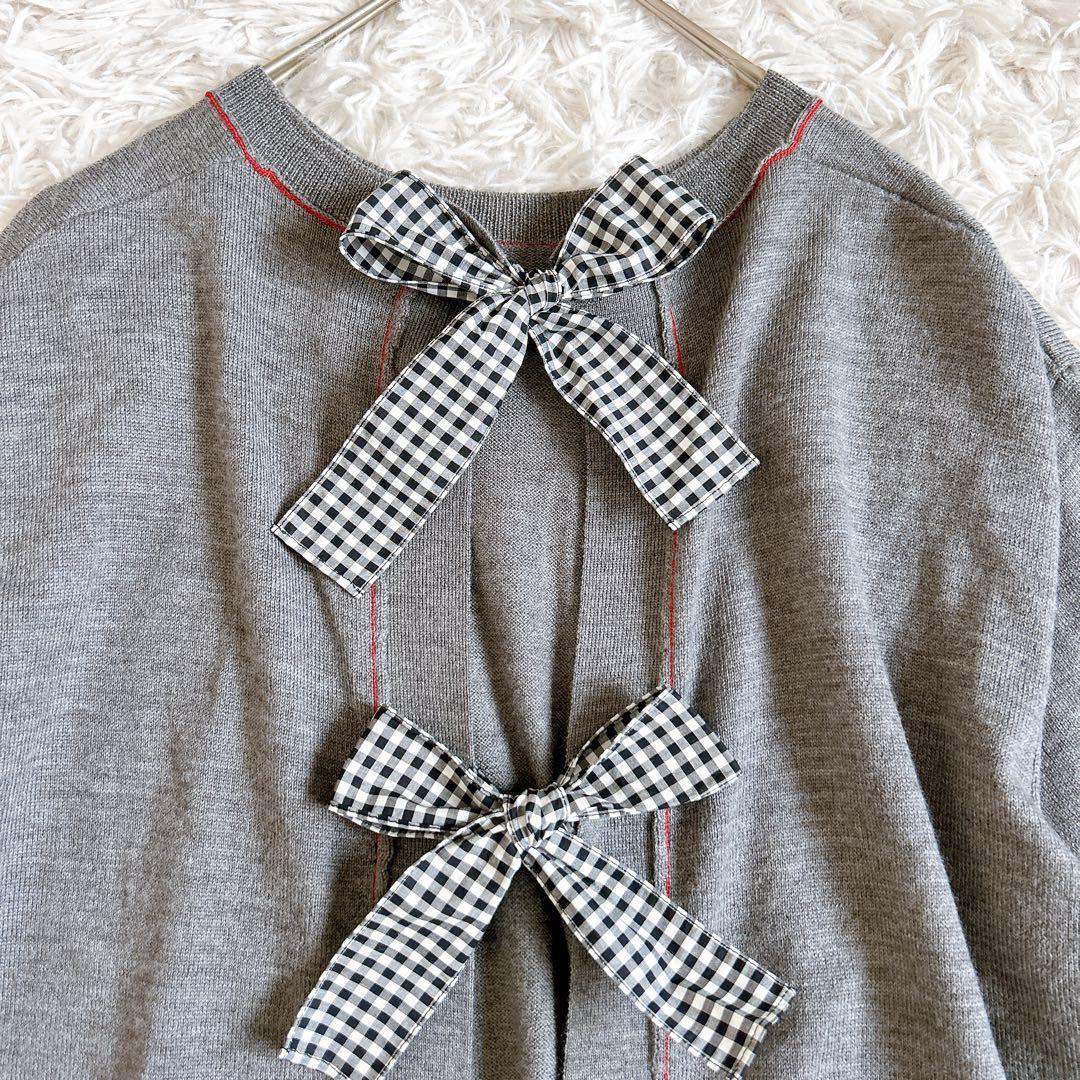 レア⁂美品⁂ミュウミュウ⁂バックリボンニット 半袖ニット チェック