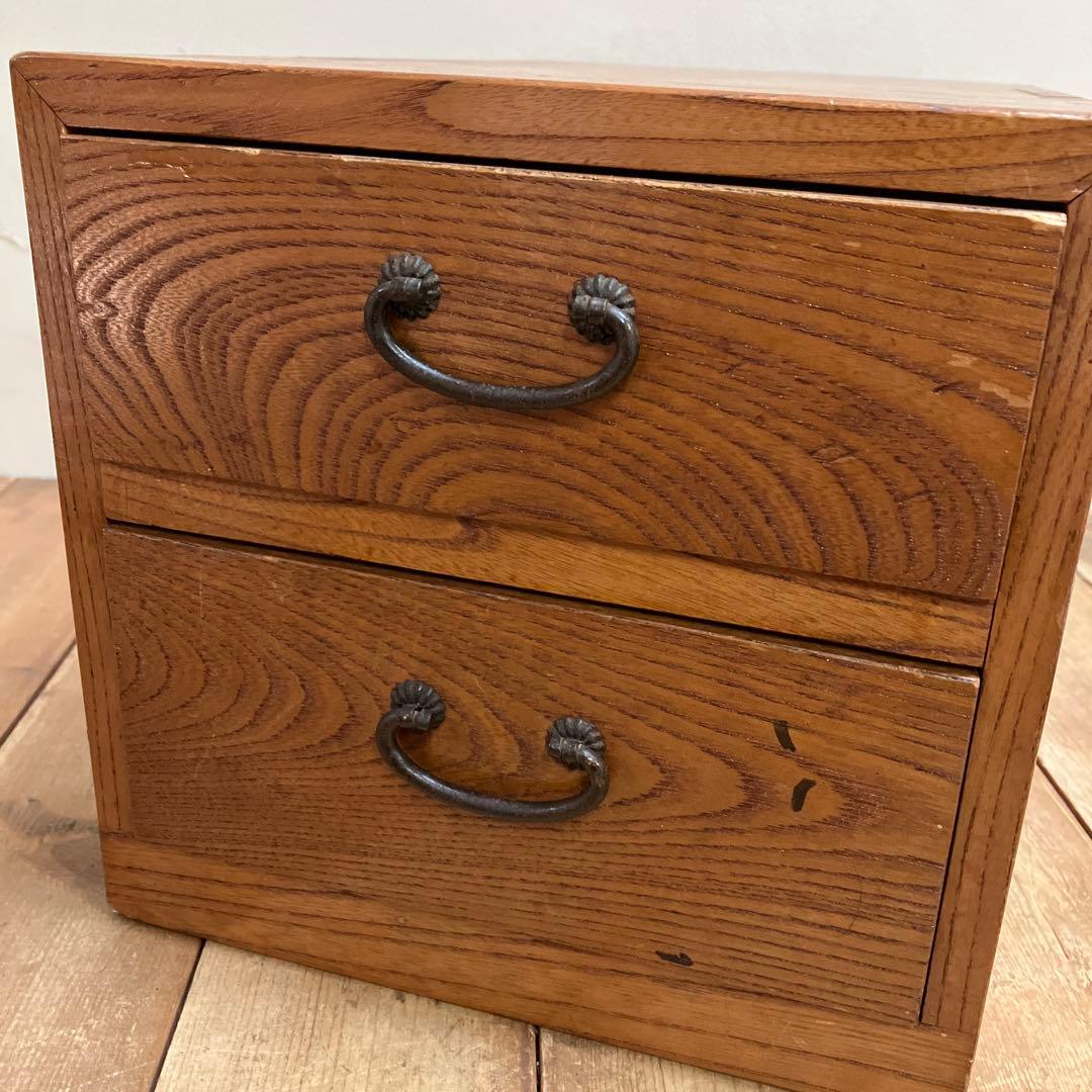 A-4 昭和レトロ 2杯 ミニ箪笥 小引き出し 古道具 木製 チェスト 卓上